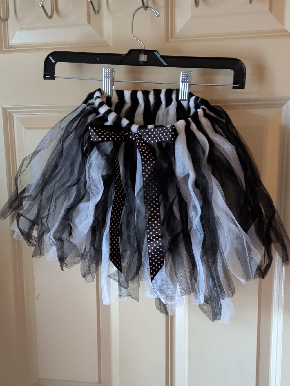 Black & White Tulle Skirt with Polka Dot Bow